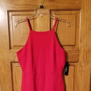 Lulus Fit and Flare Red Dress w/ Fun Ruffle Hem